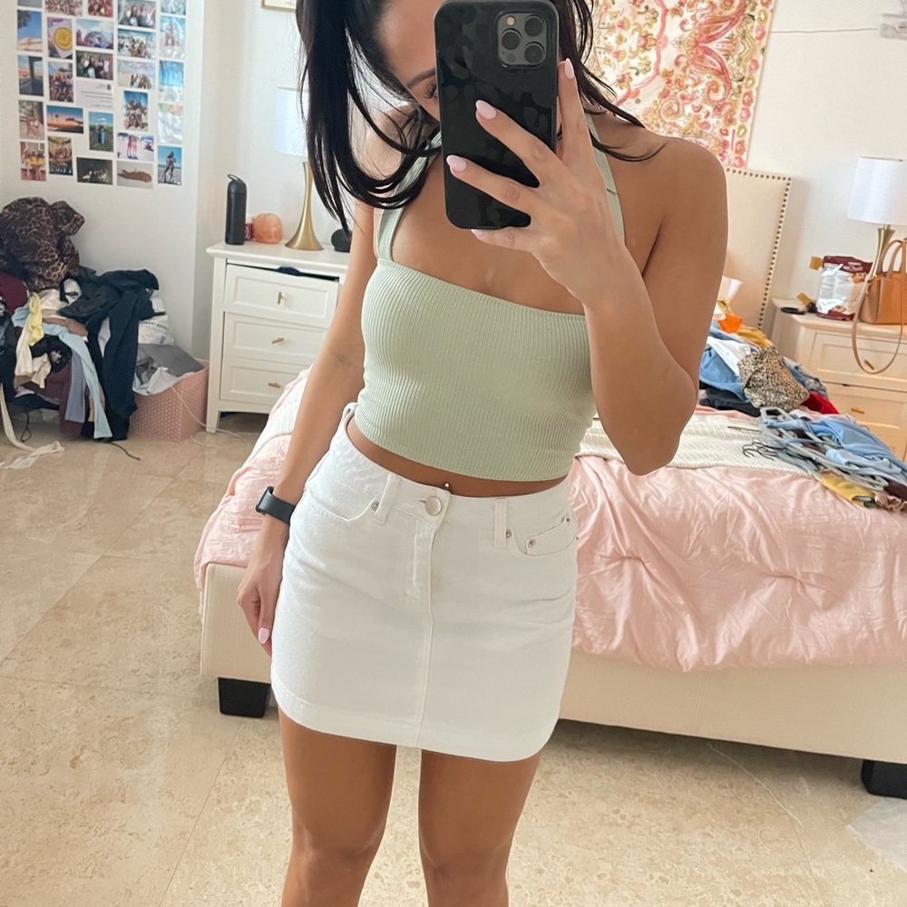 White mini skirt